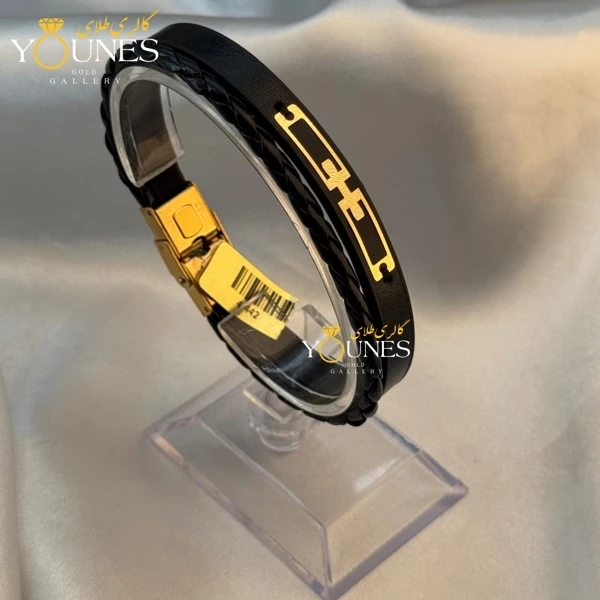 دستبند طلا چرم مردانه هرمس L135